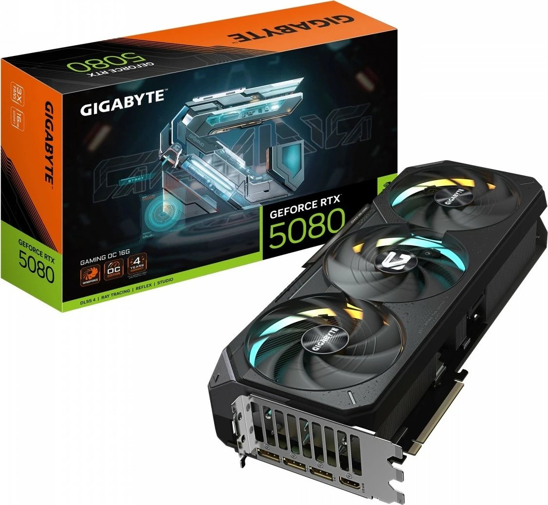 Kartelë grafike Gigabyte GeForce RTX 5080 GAMING OC 16G, 16 GB GDDR7, e zezë