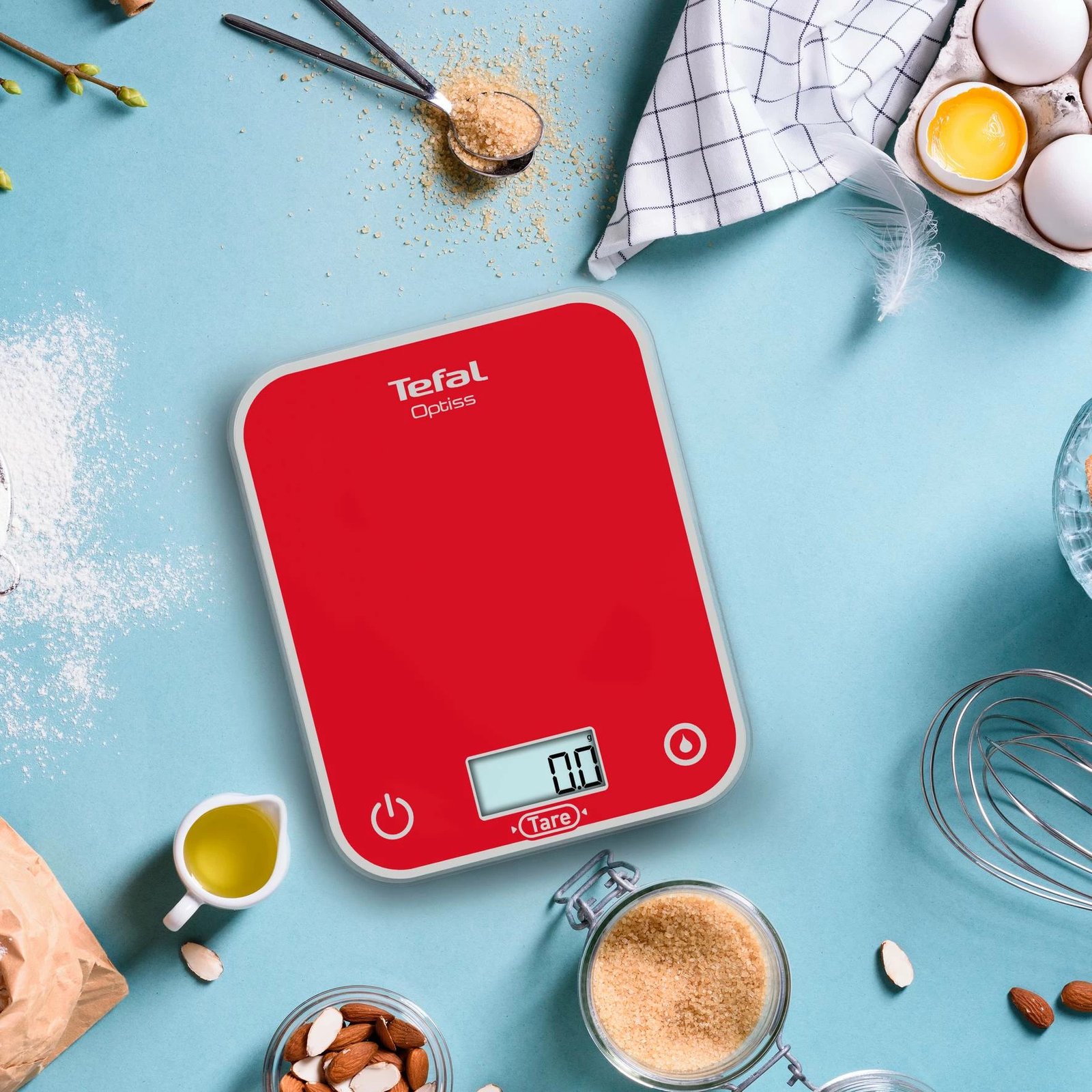 Peshore kuzhine, Tefal, Optiss, ekran LCD i madh, funksion Tare, matje lëngjesh, fikje automatike, e kuqe Raspberry