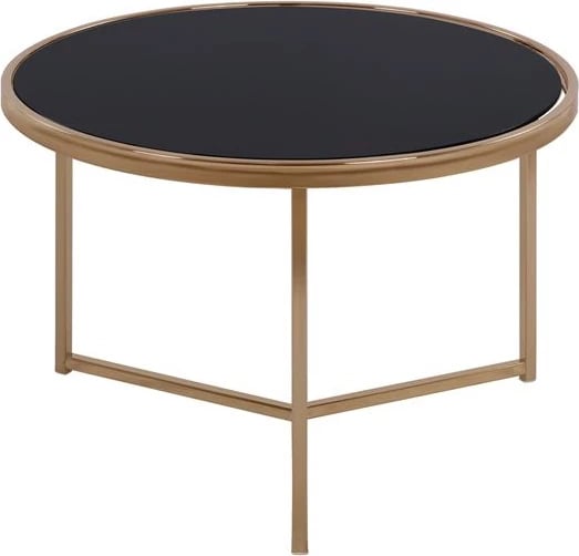 Tavolinë rrethore Francesco FH8607 me sipërfaqe qelqi dhe kornizë metalike