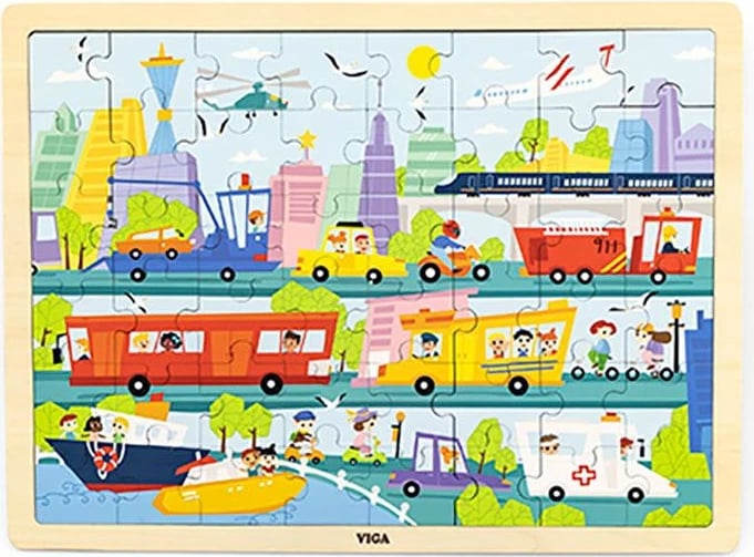 Puzzle druri, Viga Transport, 48 pjesë, 40x30 cm, shumëngjyrëshe