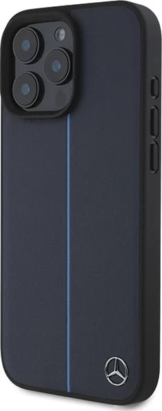 Mbështjellës Mercedes MB Blue Line lëkurë me MagSafe për iPhone 16 Pro Max, Blu