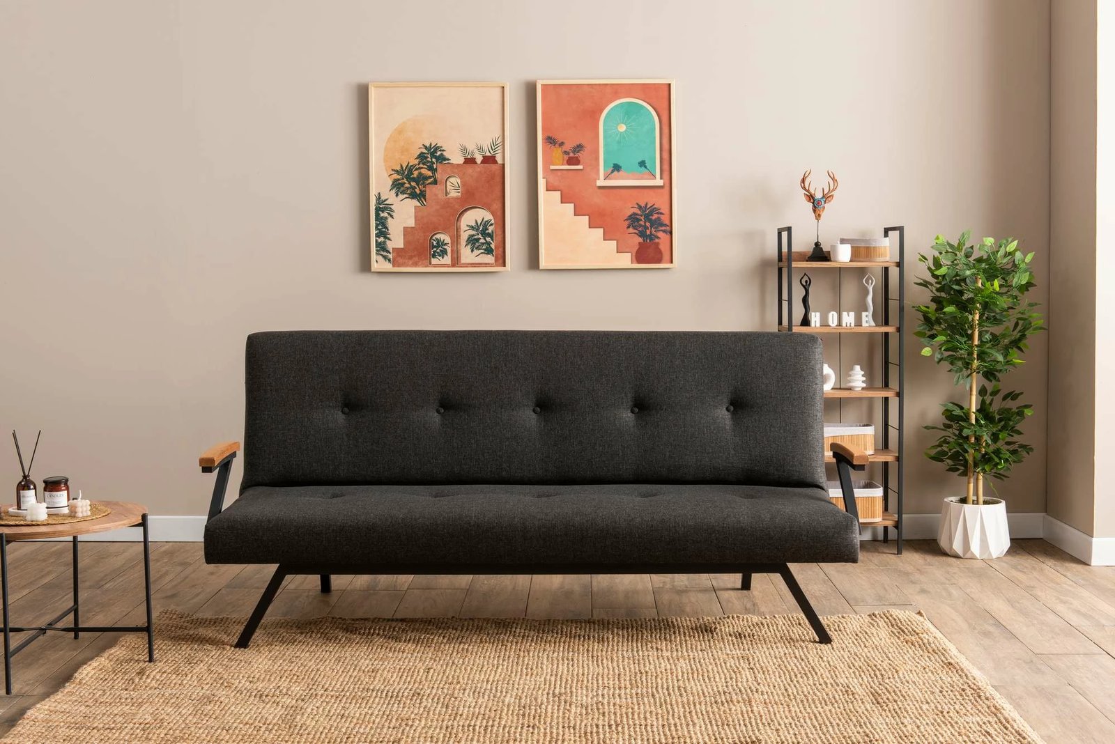 Divan-krevat 3 vende, Atelier del Sofa, Zven, ngjyrë gri e errët