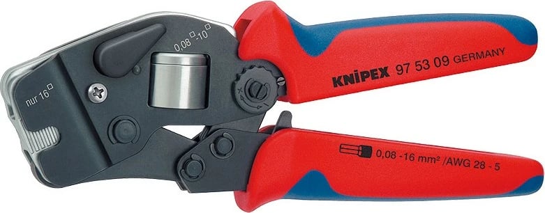Vegël krimpimi Knipex 97 53 09, çelik, 190mm, doreza kaltër e kuqe