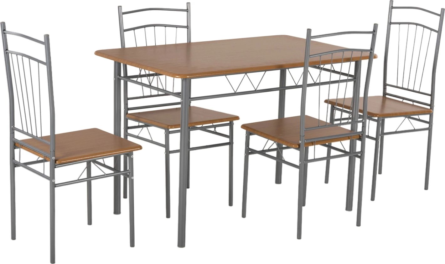 Set për darkë 5 pjesë PEARY FH9416.02, metalik argjendi-MDF, ngjyrë Sonama, 110x70x74H cm