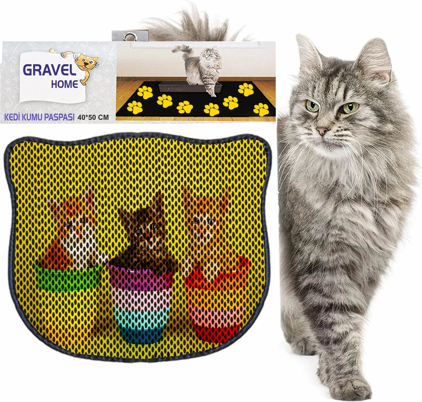 Tapet për rërë mace, shumëngjyrësh, Paws & Whiskers, Kdkafa0137, 40x50cm