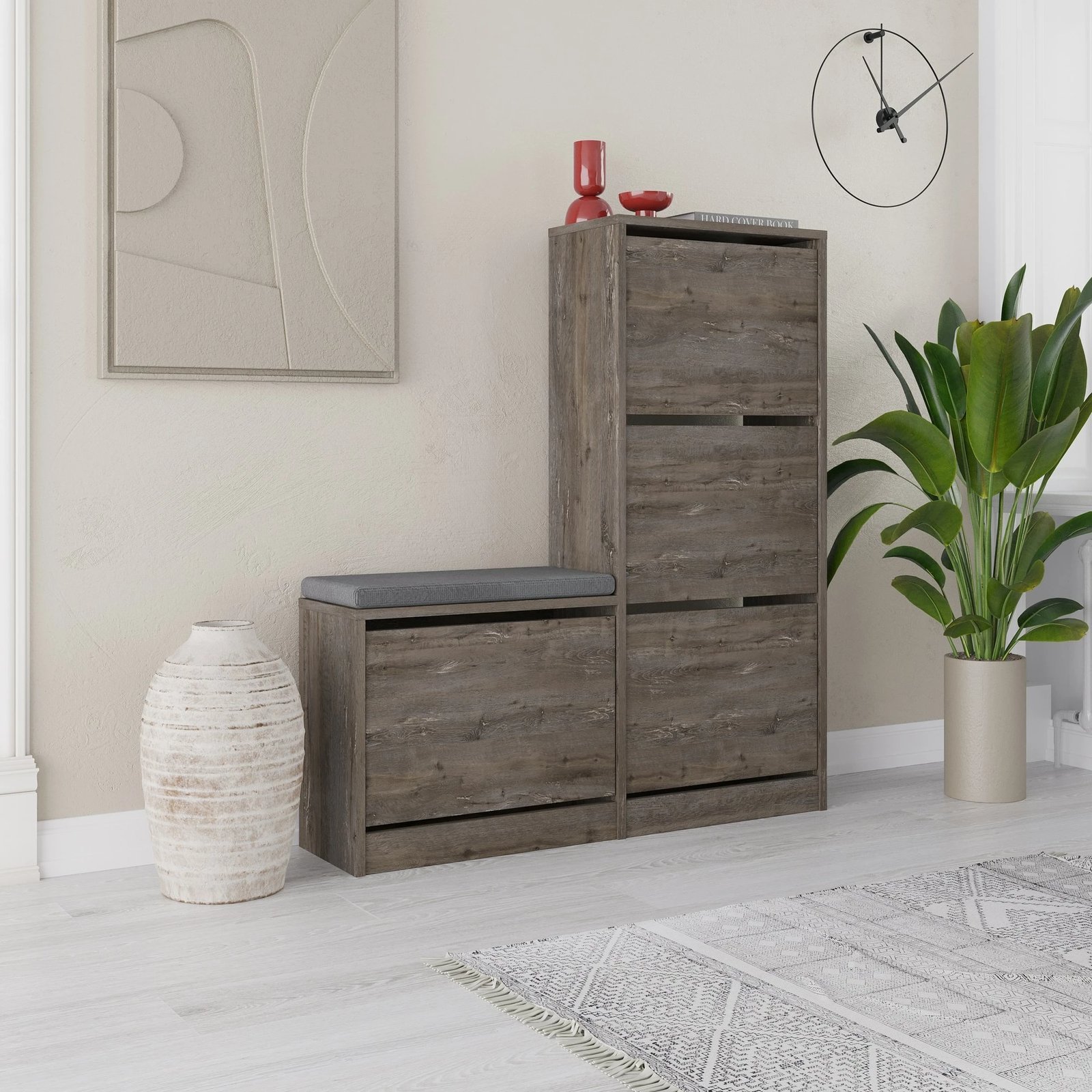 Dollap për këpuca, ngjyrë kafe e errët, Skye Decor