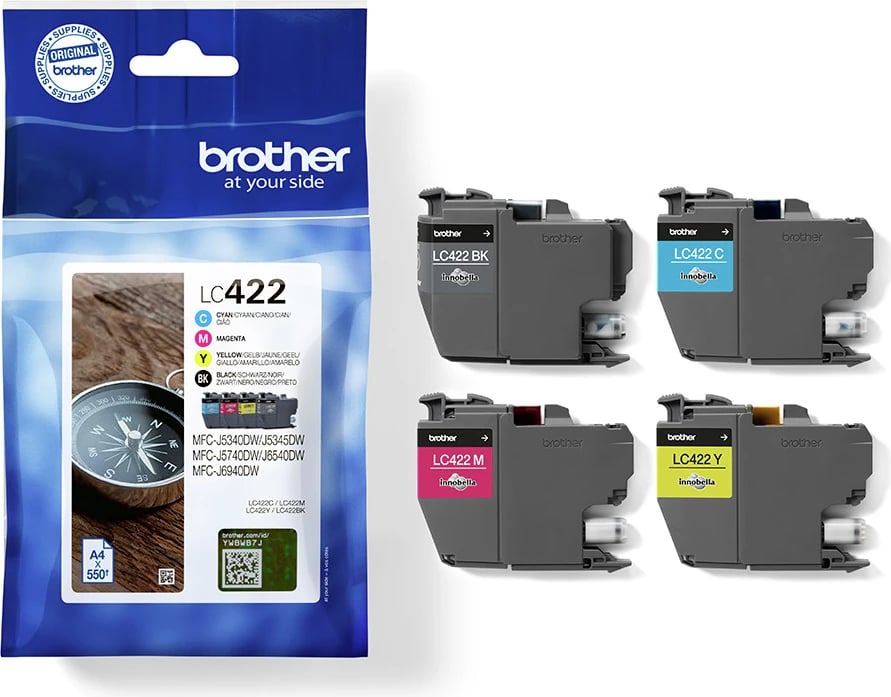 Fishek boje, Brother LC-422VAL, rendiment 550 faqe, black/cyan/magenta/yellow, multipak