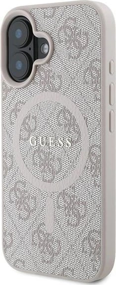 Mbështjellës Guess 4G Ring Classic Logo MagSafe për iPhone 16 Plus, Rozë