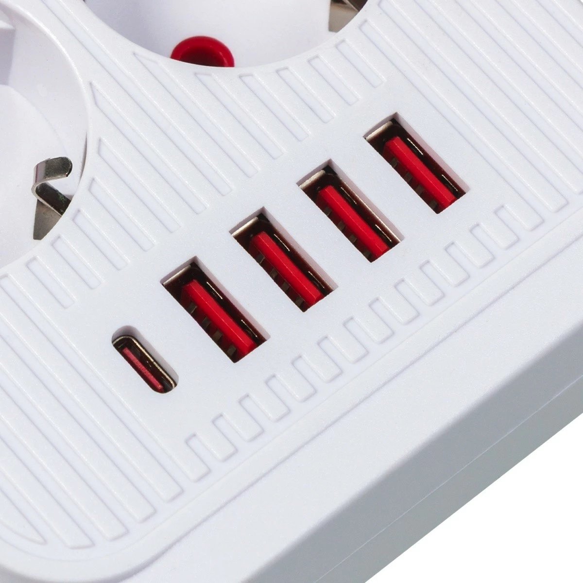 Zgjatues rryme Maclean MCE389 W 6x Schuko, 4x USB-A + 1x USB-C, 1.5 m, 2500W, me çelës, i bardhë