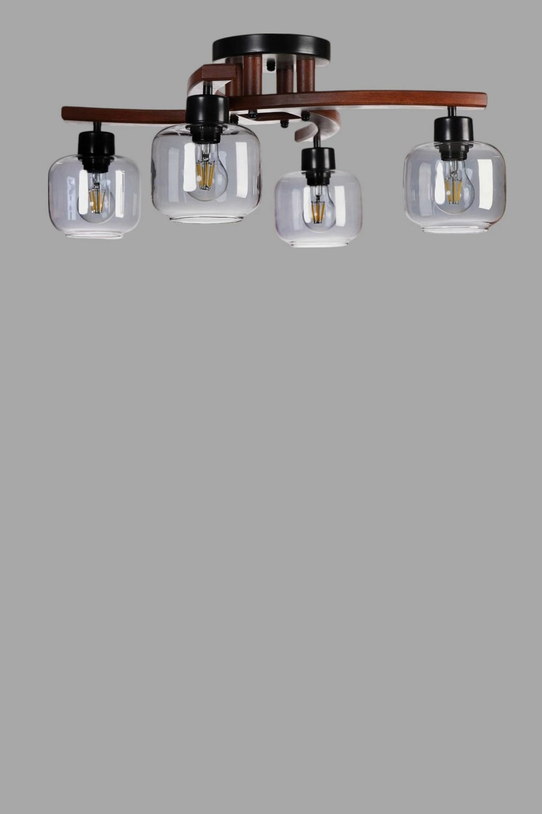 Llambadar Opviq, 9002-2, metal dhe xham, ngjyrë gri, arre, e zezë