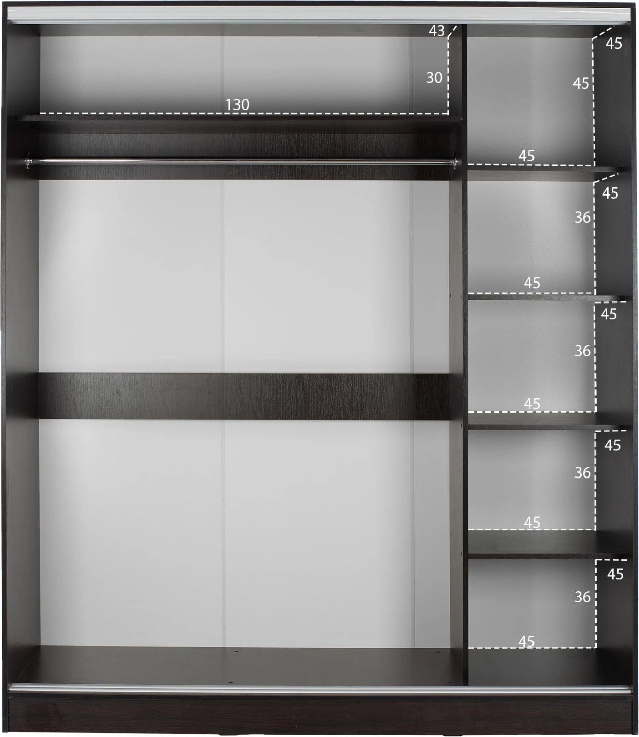 Dollap me dyer rrëshqitëse, ngjyrë wenge, FH2437.02, 180x60x210 cm