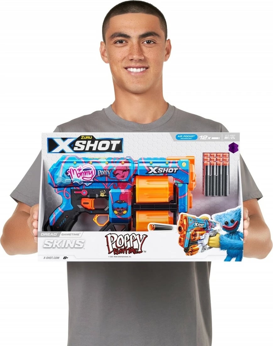 Blaster lodër ZURU X-Shot Dread Skins Launcher 36650D me 12 shigjeta shkumë, shumëngjyrëshe