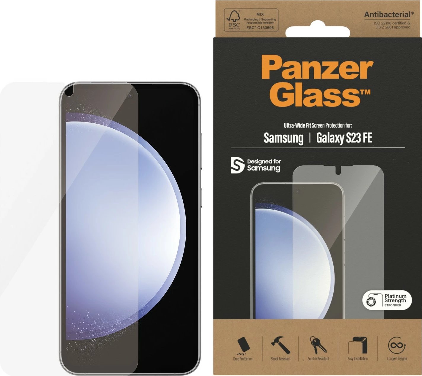 Mbrojtës ekrani PanzerGlass për Samsung Galaxy S23 FE, transparent