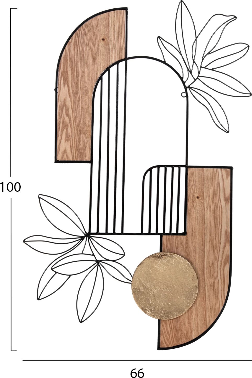 Dekor për mur, ngjyrë druri natyral dhe metal i zi, FH4218, 66x100 cm