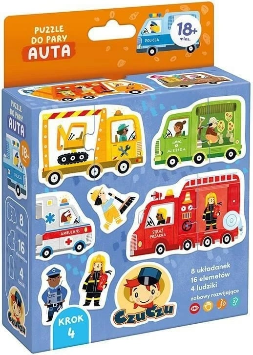 Puzzle për çifte CzuCzu Pair Puzzle - Cars, 16 pjesë, për fëmijë, shumëngjyrëshe