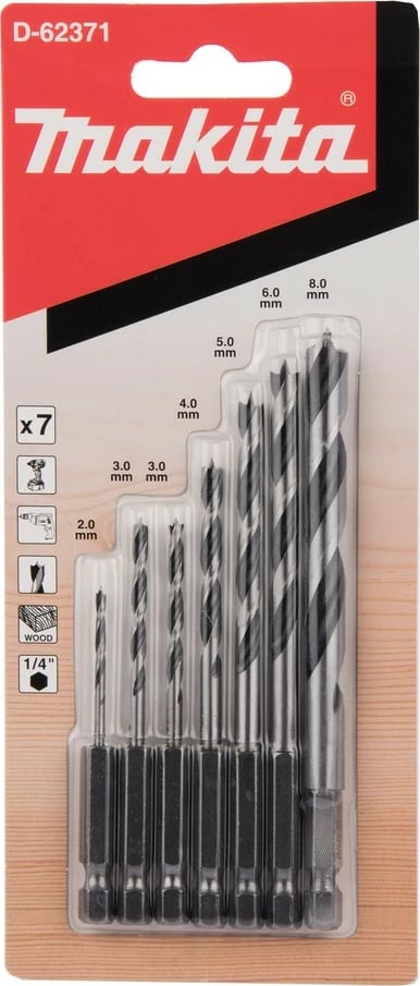 Set burgji Makita 7 copë 1/4 për dru