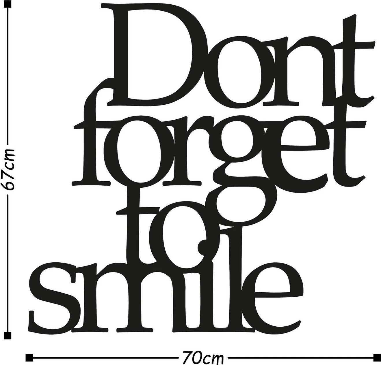 Aksesor dekorativ metalik për mur, Wallity, mos harro me buzëqeshë