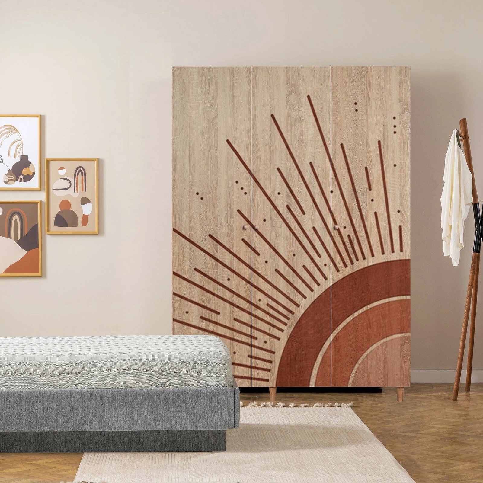 Dollap Lena 3, ngjyrë sonomo, Skye Decor, 135x192x52cm