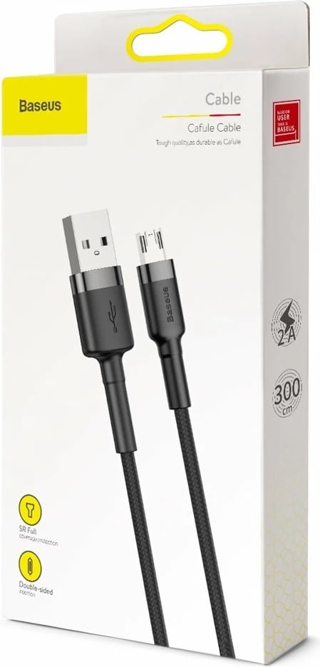 Kabllo Baseus Cafule CAMKLF-HG1, USB në micro USB, 3m, Gri-e zezë
