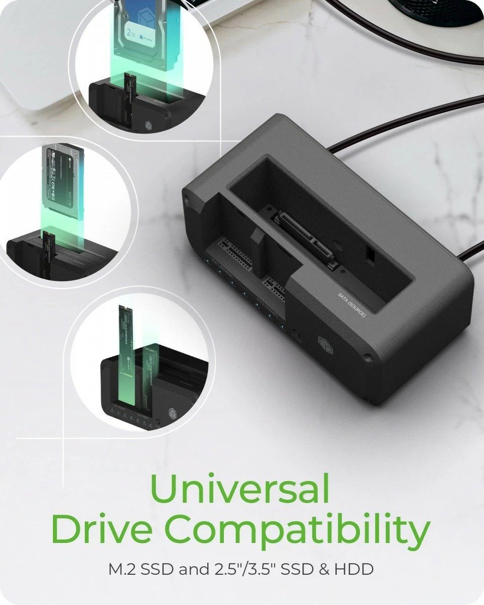 Stacion klonimi dhe docking IcyBox IB-2924MSCL-C31, 3 slote, USB 3.2, i zi
