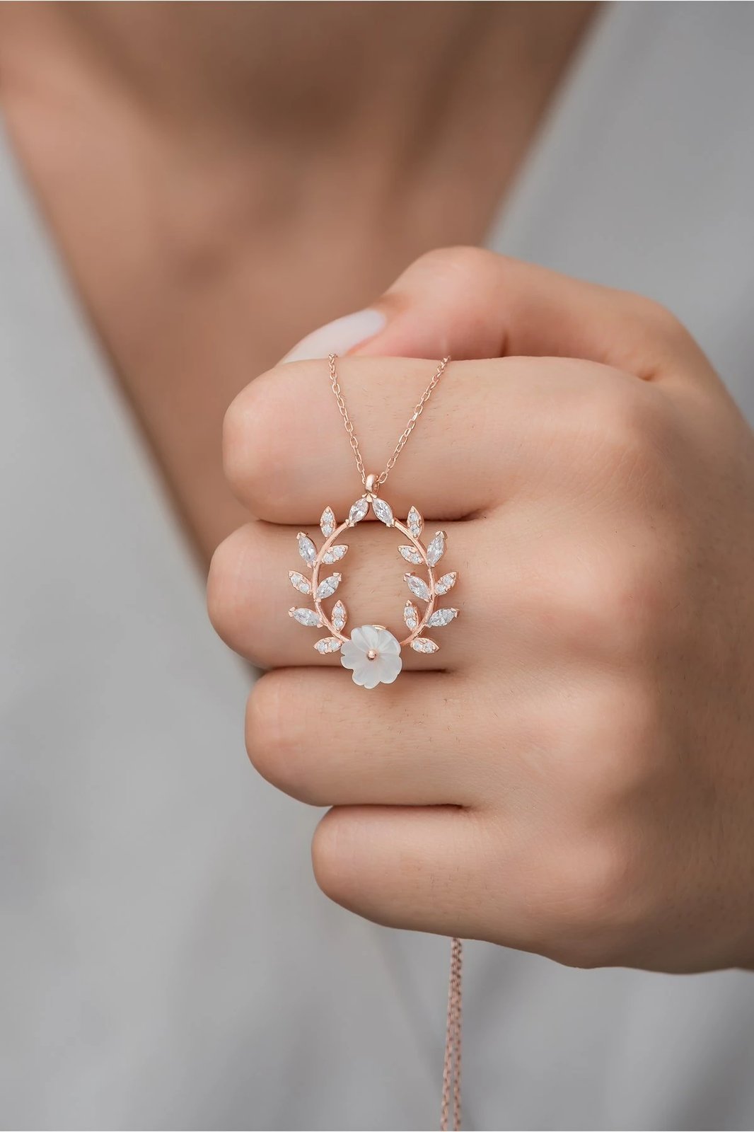 Qafore argjendi Jumeon, ngjyrë rozë e bardhë, NRZ99486 Qafore argjendi Jumeon, ngjyrë rozë e bardhë, NRZ99486