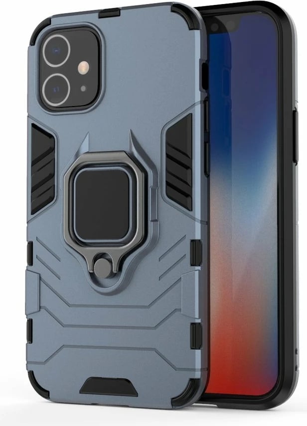 Mbështjellës Hurtel Ring Armor për iPhone 12 mini, me mbajtëse gishti dhe këmbë, Blu