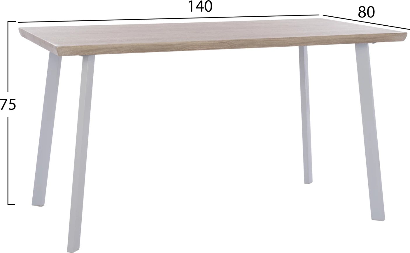 Tavolinë ngrënieje OFIRA, 140x80, ngjyrë sonama, këmbë të bardha, FH8374.02