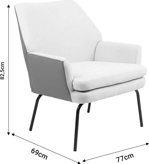 Fotelje Kieran, material stof, këmbë të zeza, 67x89x86cm
