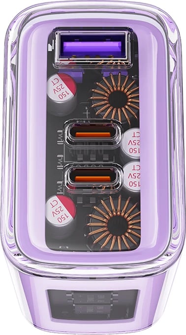 Karikues muri Acefast A45, 65W, 3 porta (2xUSB-C, 1xUSB), GaN, vjollcë
