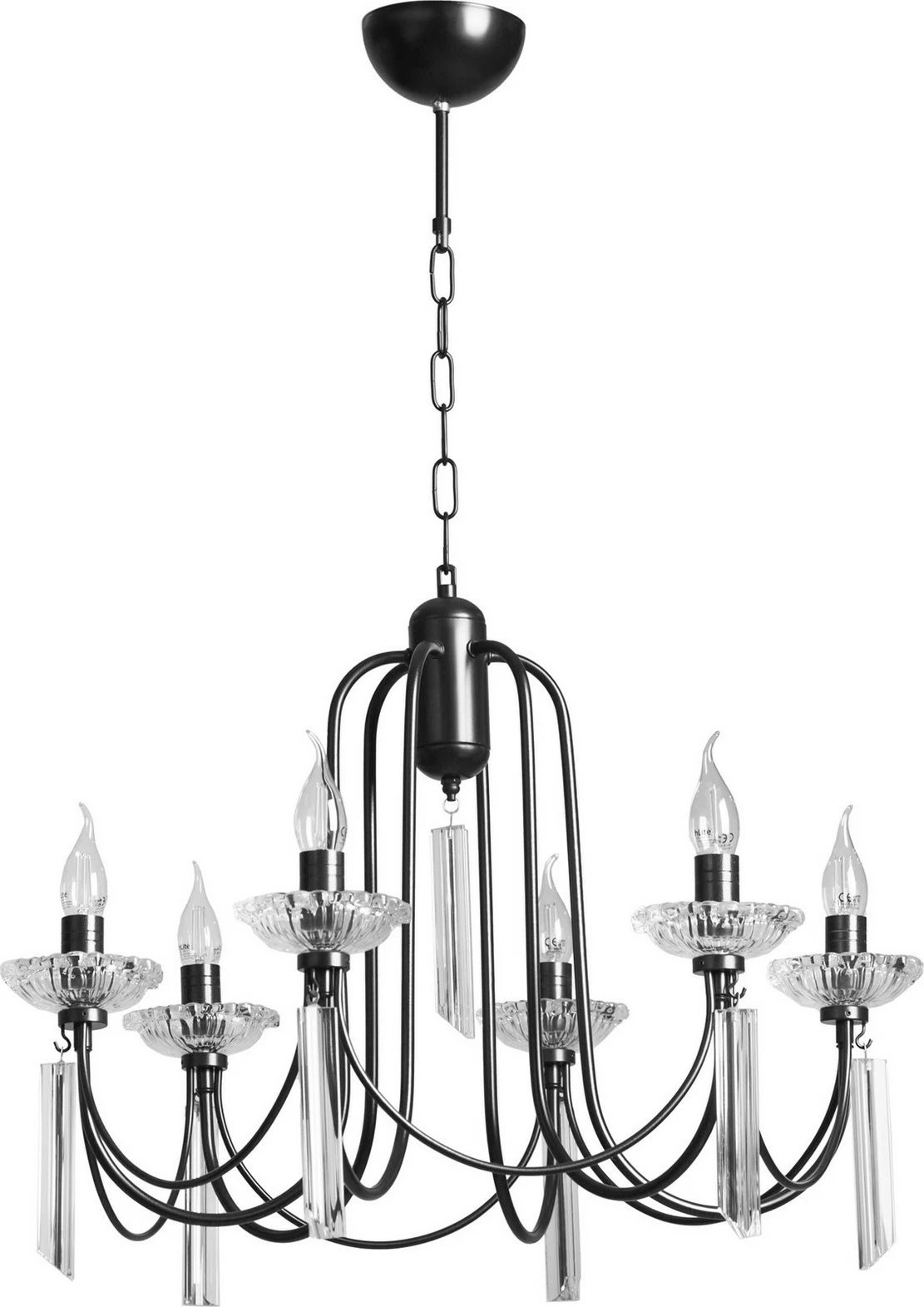 Avizë tavanore Opviq Kontes, 6 llampa, ngjyrë e zezë rustike