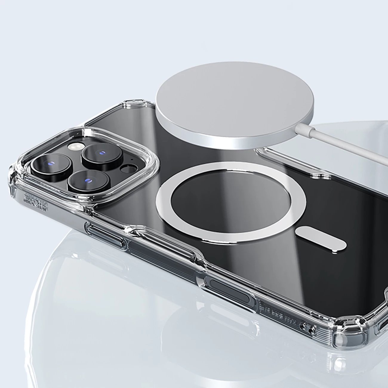 Mbështjellës Nillkin Nature Pro Magnetic për iPhone 16 Pro, MagSafe, Transparent & Bardhë Mbështjellës Nillkin Nature Pro Magnetic për iPhone 16 Pro, MagSafe, Transparent & Bardhë