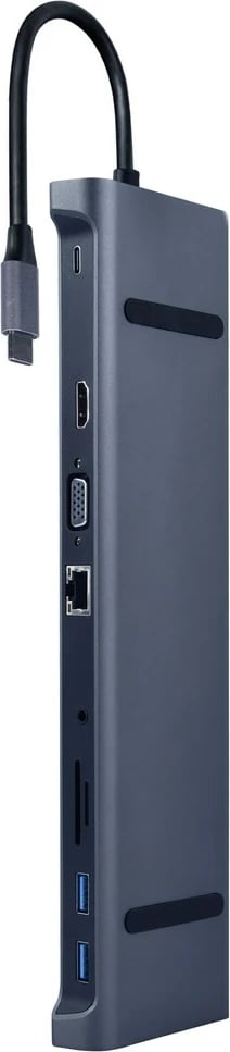 Përshtatës USB me shumë porte Gembird A-CM-COMBO10-01, 4K, 10x porte, hiri