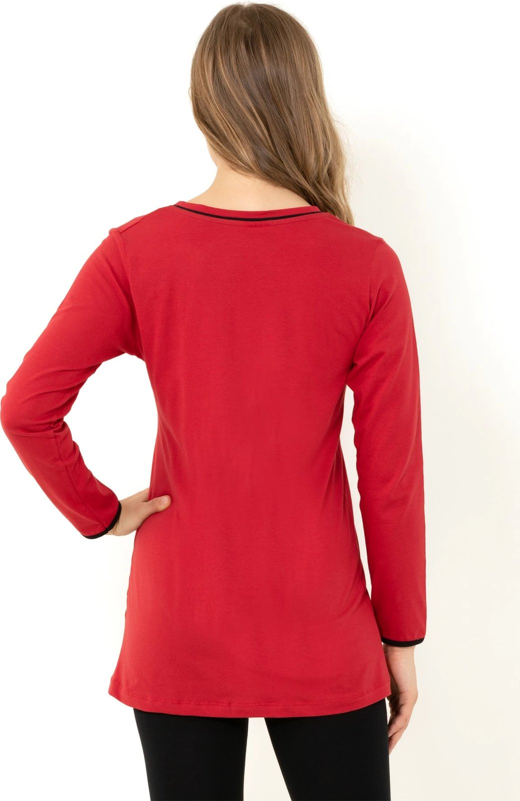 Set pizhamash për gra, ngjyrë e kuqe Claret, Jumeon, 002-000254