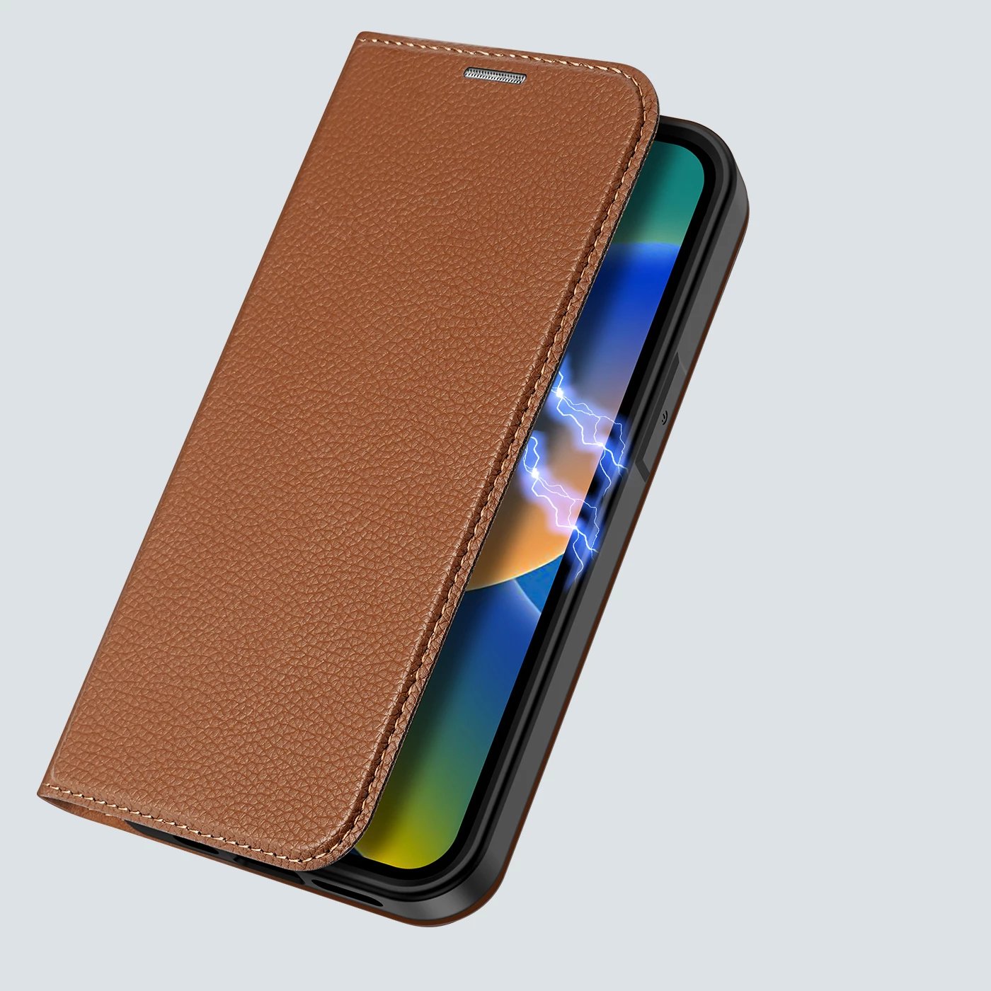 Mbështjellës Dux Ducis Skin X2 për iPhone 14 Pro, me kapak magnetik, kafe