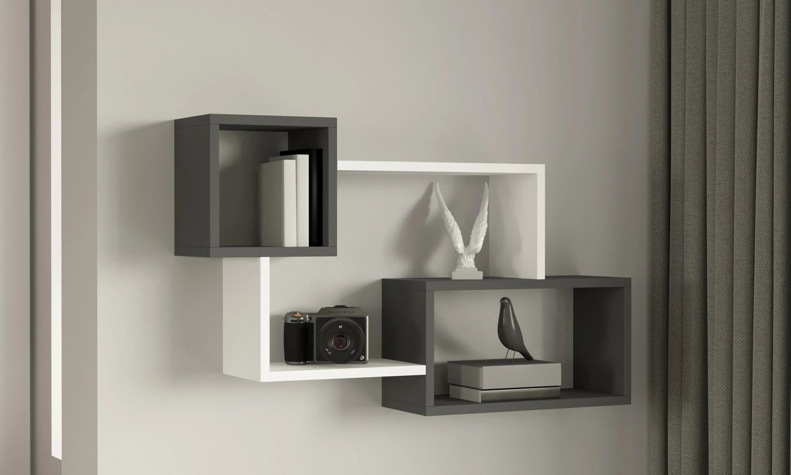 Raft muri Hanah Home, ngjyrë e bardhë dhe antracit, Afro