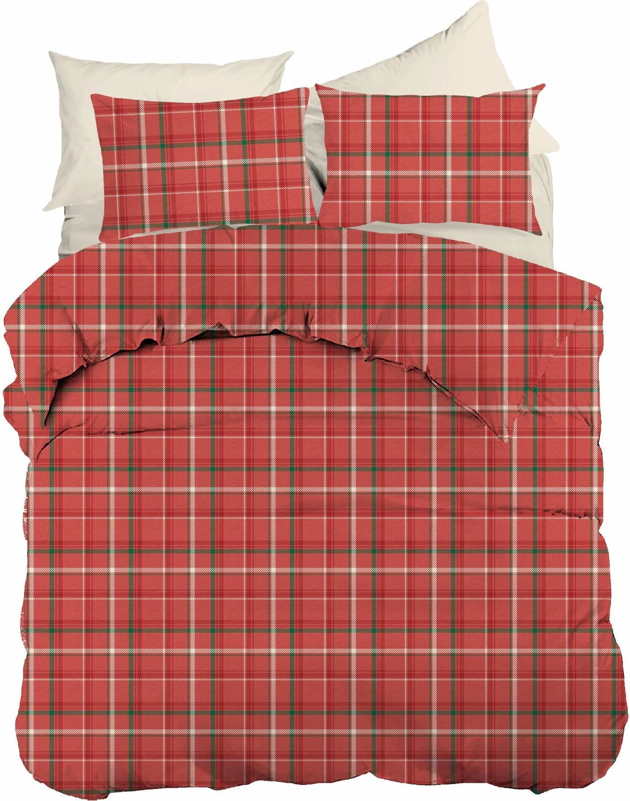 Set mbulesë jorgan për teke XXL, Ranforce, ngjyrë e kuqe, L'Essentiel Linge de Maison, Madras