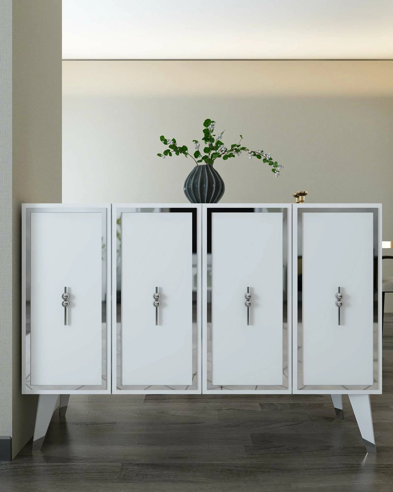 Konsolë Skye Decor, 8172KM-32, e bardhë, argjend