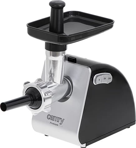 makinë grirëse mishi, Camry CR 4812, #8, 2 kg/min, 500W (1600W max), 3 sita 3/5/7 mm, set me grykë sallami dhe kebbe, argjendtë e zezë