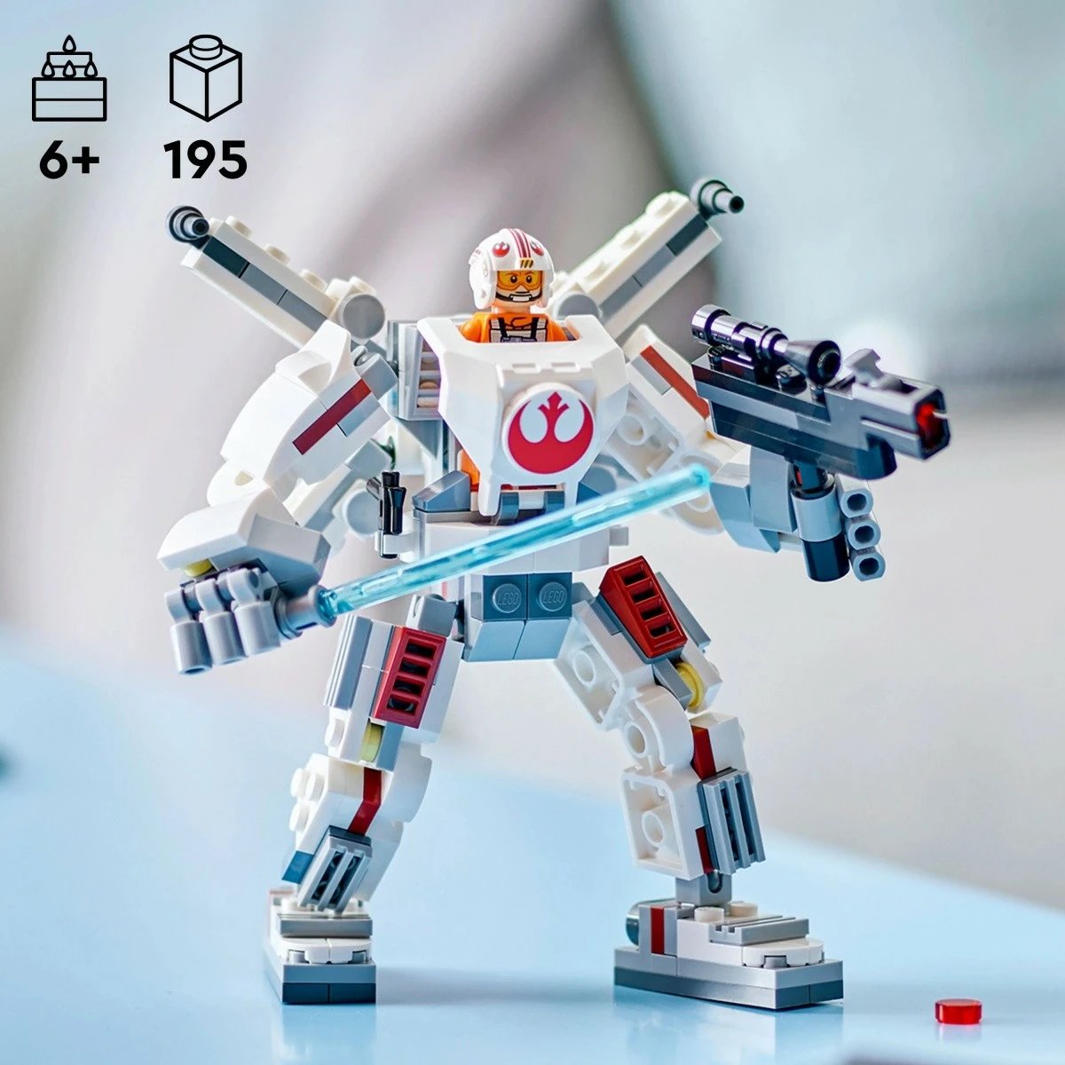 Set LEGO Star Wars 75390 Luke Skywalker X-Wing Mech, 195 pjesë, për fëmijë, Bardhë