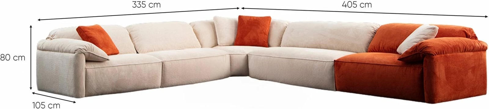 Këndare Flamingo, krem dhe portokalli, Atelier del Sofa, (L1+O1+C+O2+1.5R)