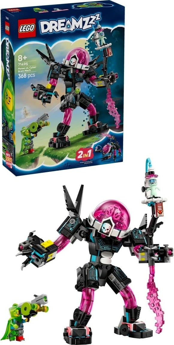 Set ndërtimi LEGO DREAMZzz Mateo vs. Cyberbrain Mech 71495, 368 pjesë, për fëmijë 8+