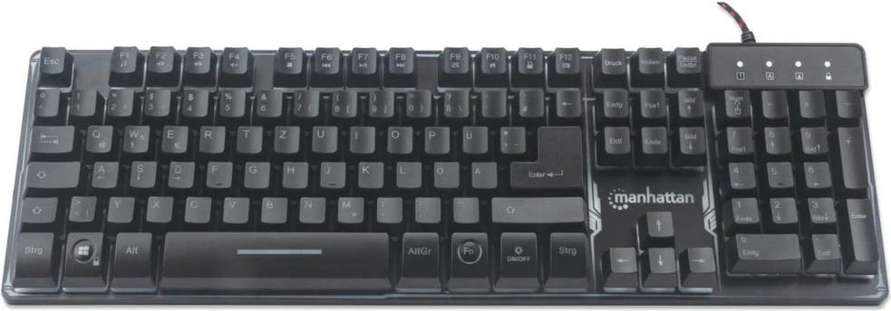 Tastierë gaming MANHATTAN USB, LED, full-size, spanjolle, e zezë