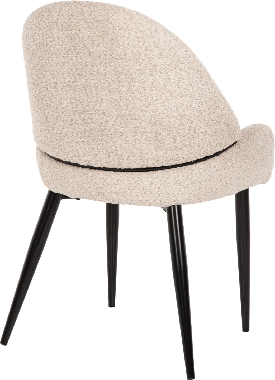 Karrige SARKY FH8585.02, pëlhurë boucle ecru, këmbë metali të zeza, 55x62x89H cm., set prej 2 copë