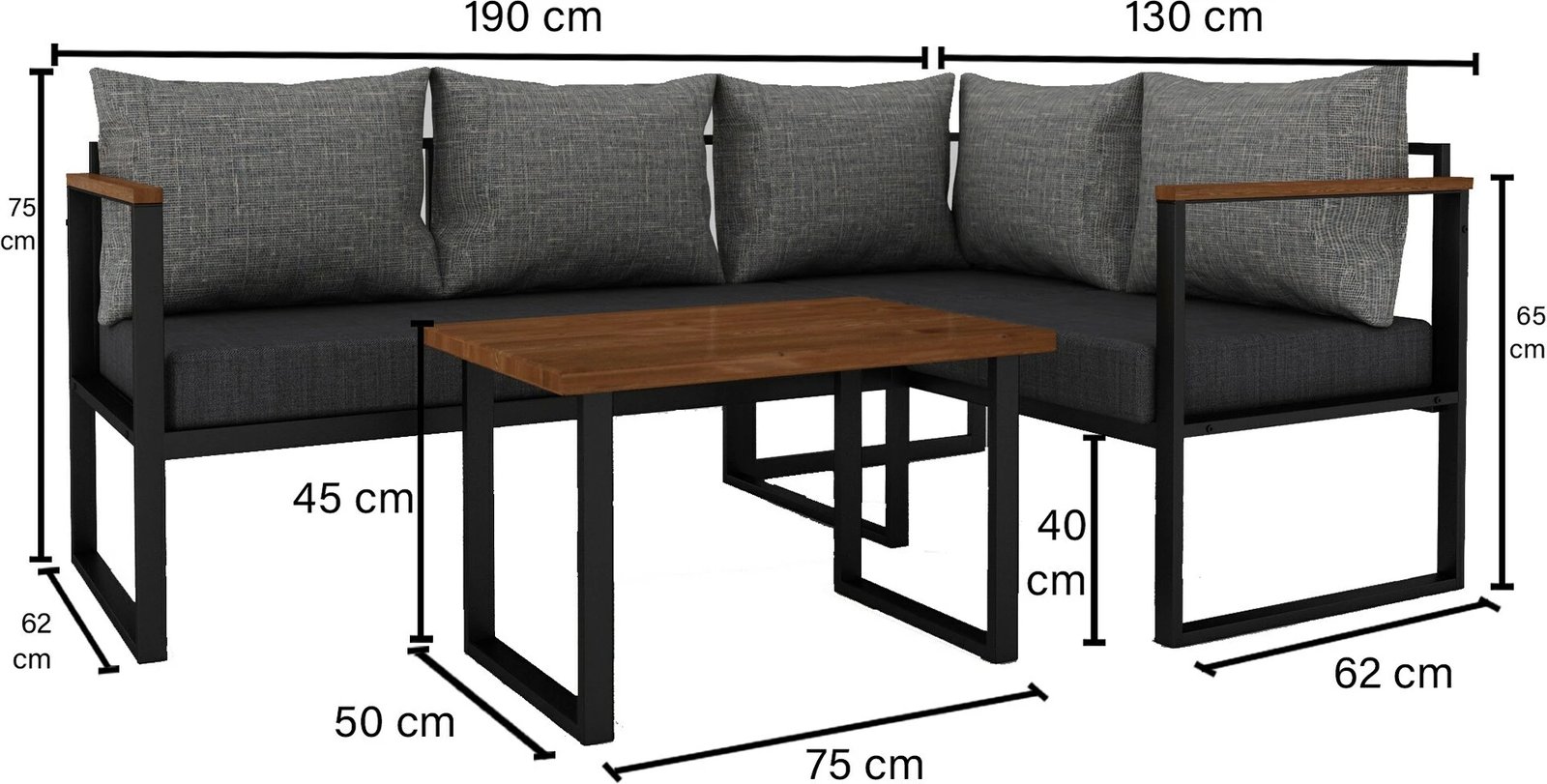 Set lounge për kopsht Skye Decor, gri dhe antracit, CPT5516-190