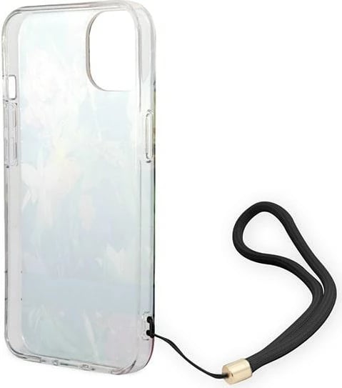 Mbështjellës Guess GUOHCP14SHFLSB për iPhone 14 6.1", Flower Strap, kaltër