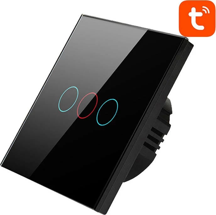 Kasë inteligjente Avatto TS02-EU-B3 me prekje, 3 butona, WiFi, e zezë