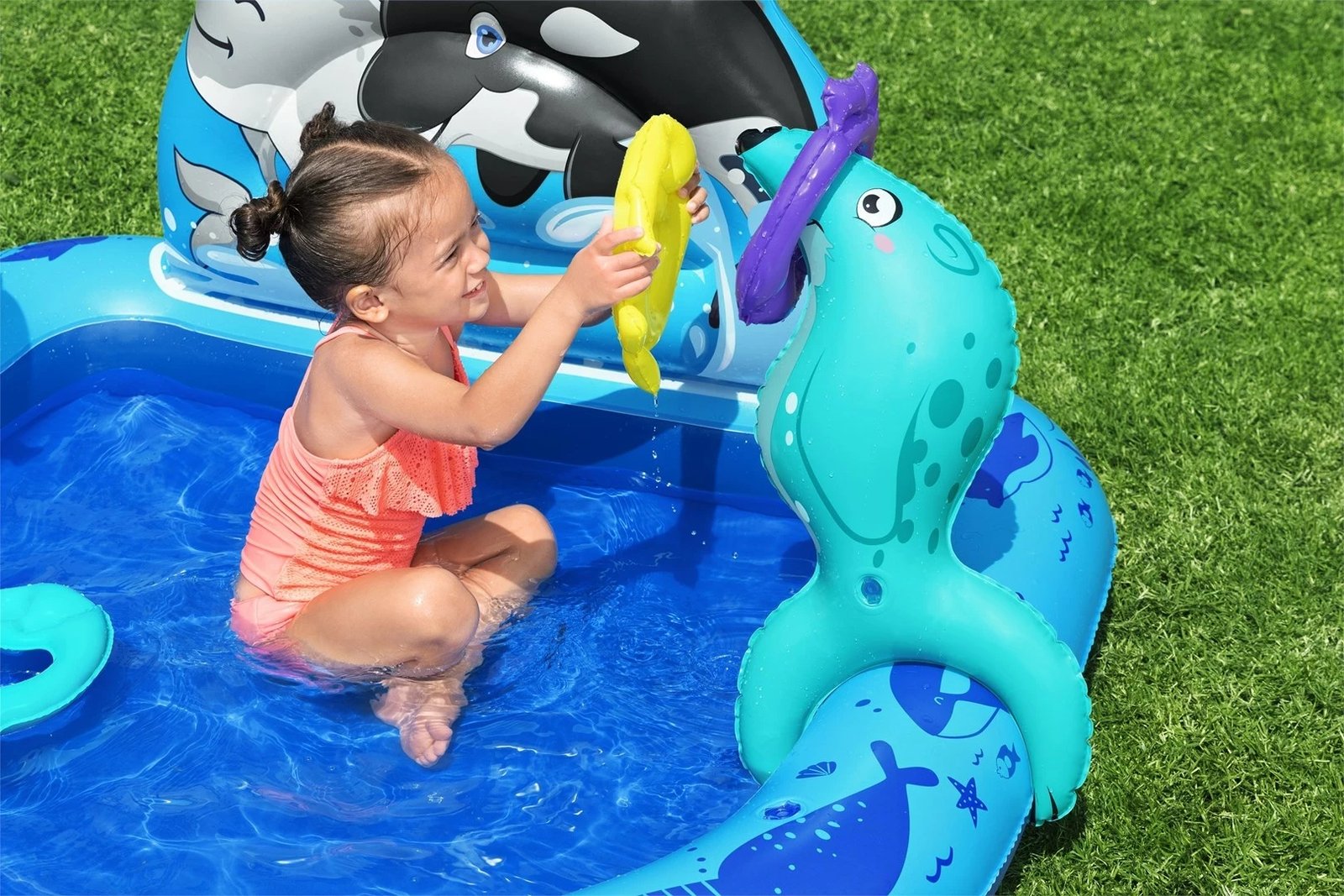 Qendër loje uji e fryrë për fëmijë Bestway Polar Pals, 1.34 m x 1.31 m x 73 cm, Blu