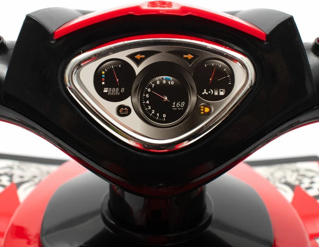 kuad me shtytje, Baby Mix, me tinguj e drita, për fëmijë 12–36 muaj, i kuq