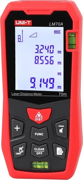 Matës distance lazer, UNI-T, LM70A, 70 m, saktësi deri ±2 mm, ekran 2 inç, me kuti transporti