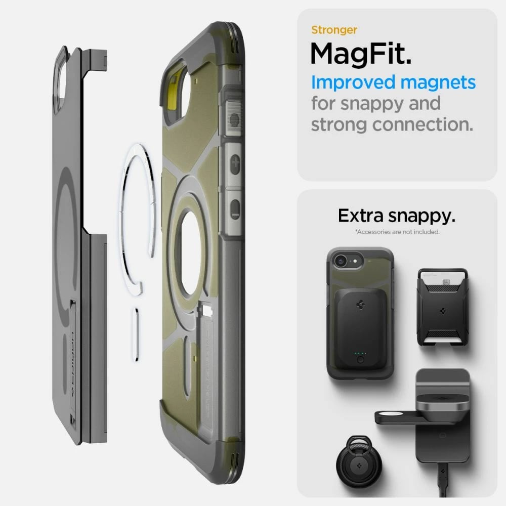 Mbështjellës Spigen Tough Armor MagSafe për iPhone 16e, Gri/Transparent